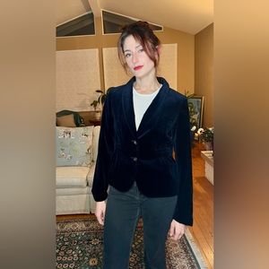 J Crew Blue Velvet Peplum Jacket Holiday Event Ready Size 4